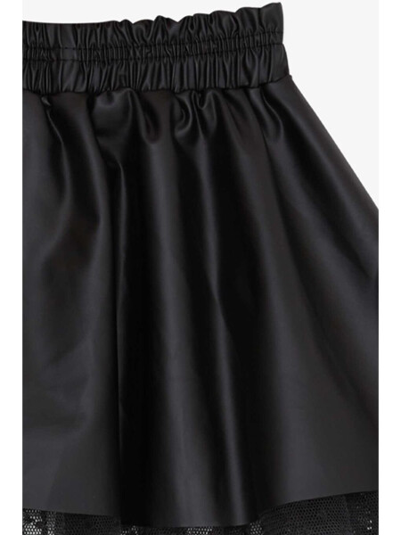 Girls Faux Leather Skirt Tulle Black (3-6 Years) - 7