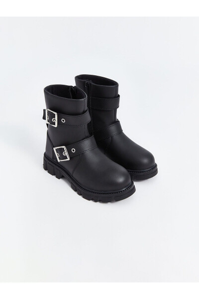 Girls' faux leather zipper boots. - 4