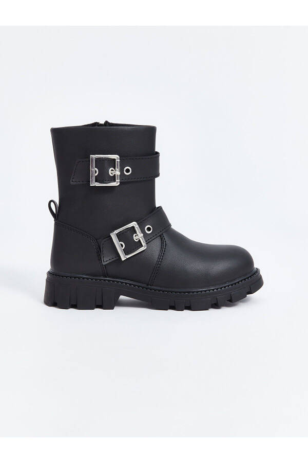 Girls' faux leather zipper boots. - 5