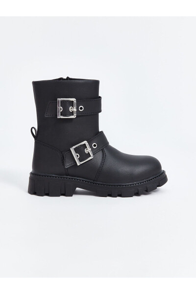 Girls' faux leather zipper boots. - 2