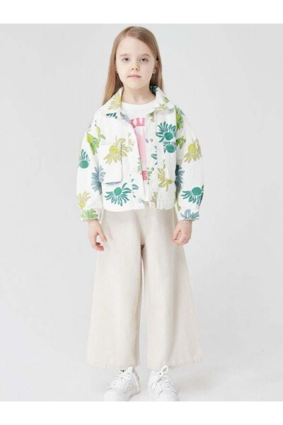 Girls' Flower Pattern Jacket - 8