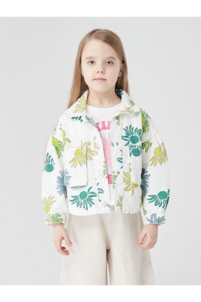 Girls' Flower Pattern Jacket - 5