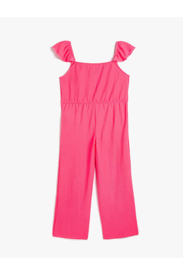 Girls' Full Length Wide Leg Frill Detail Textured Strappy Jumpsuit - 5