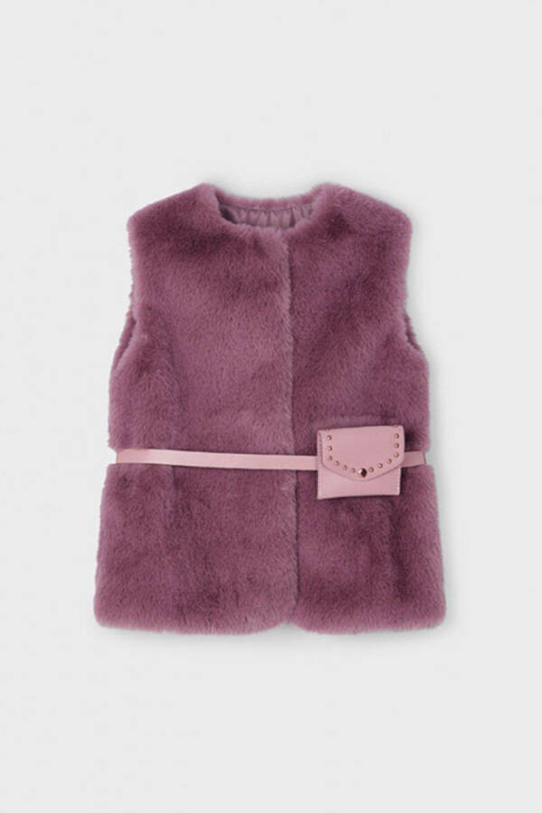 Girls' Furry Vest with Belt - 1