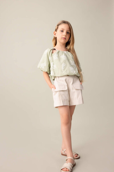 Girls Gabardine Shorts Light Stone - 1