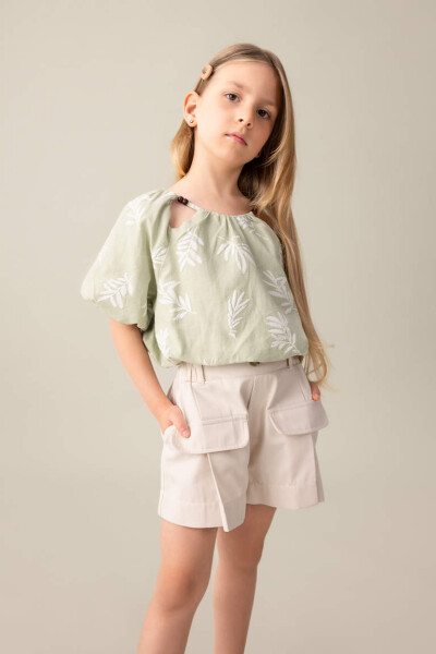 Girls Gabardine Shorts Light Stone - 2