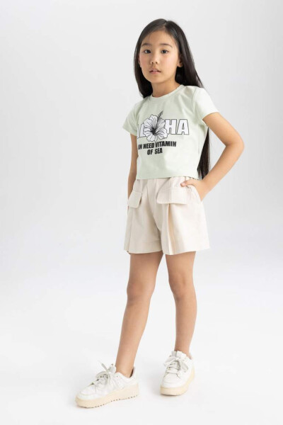 Girls Gabardine Shorts Light Stone - 3