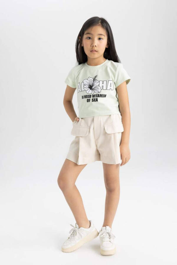 Girls Gabardine Shorts Light Stone - 4