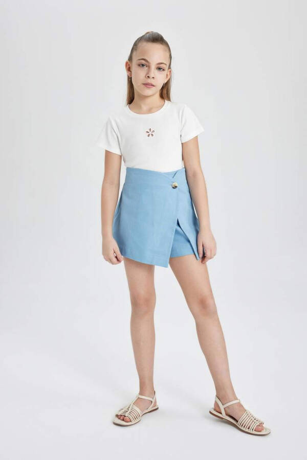 Girls Gabardine Shorts Skirt Blue - 3