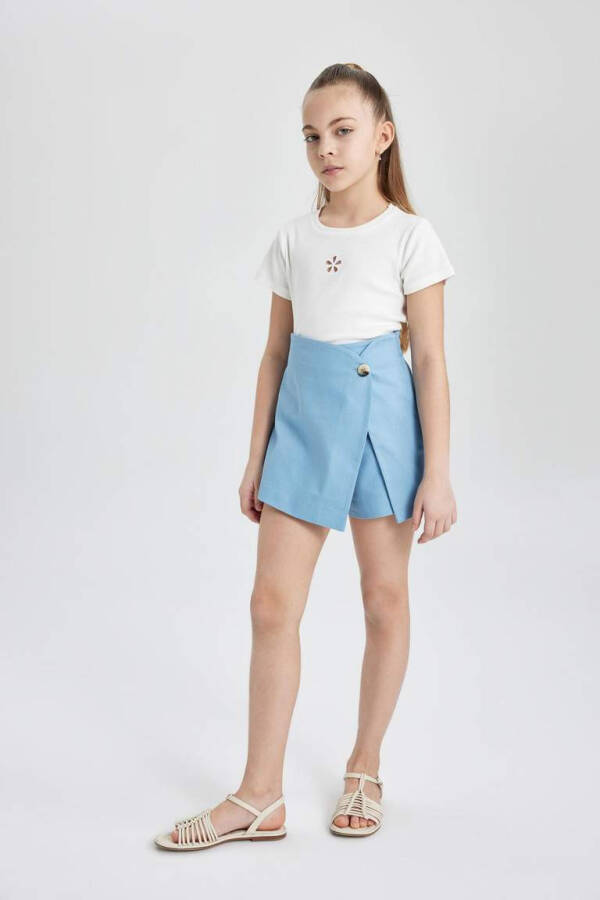 Girls Gabardine Shorts Skirt Blue - 4