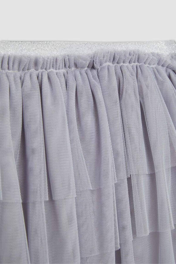 Girls Grey Elastic Waist Tulle Skirt Light Grey - 6