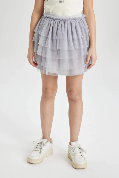 Girls Grey Elastic Waist Tulle Skirt Light Grey - 9