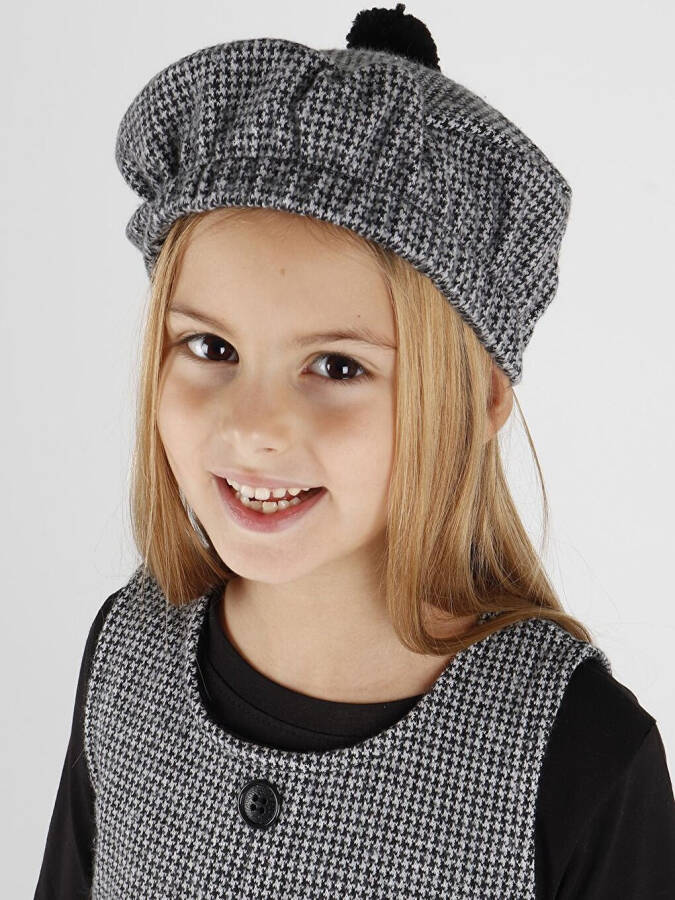 Girls' Hat and Dress 3 Piece Set with Button Details Ak2403 - 14