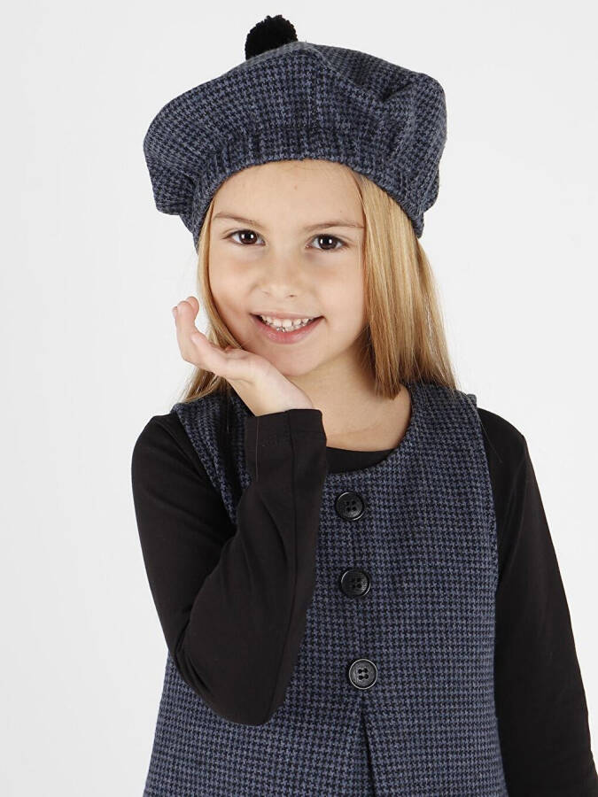 Girls Hat & Dress 3 Piece Set with Button Detail Ak2403 - 6