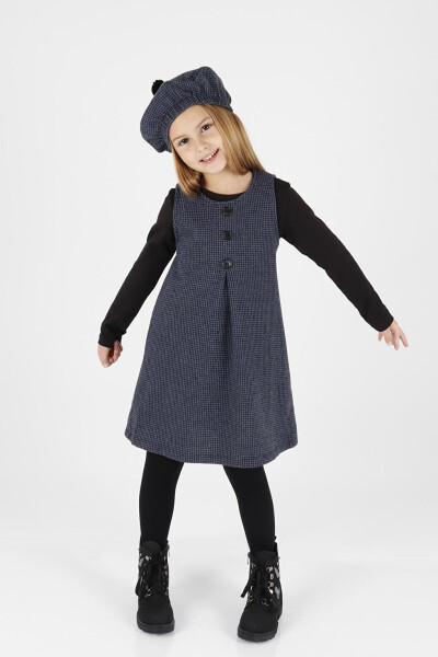 Girls Hat & Dress 3 Piece Set with Button Detail Ak2403 - 9