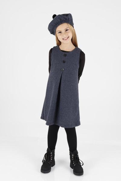 Girls Hat & Dress 3 Piece Set with Button Detail Ak2403 - 10