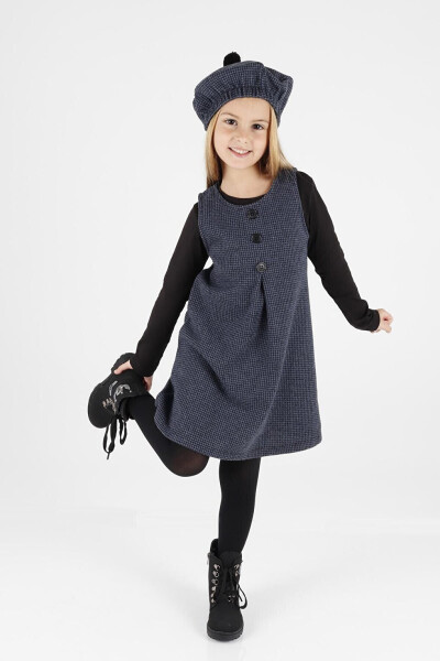 Girls Hat & Dress 3 Piece Set with Button Detail Ak2403 - 12