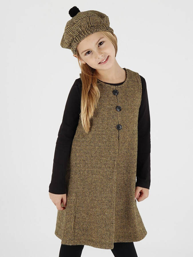 Girls Hat & Dress 3 Piece Set with Button Detail Ak2403 - 5