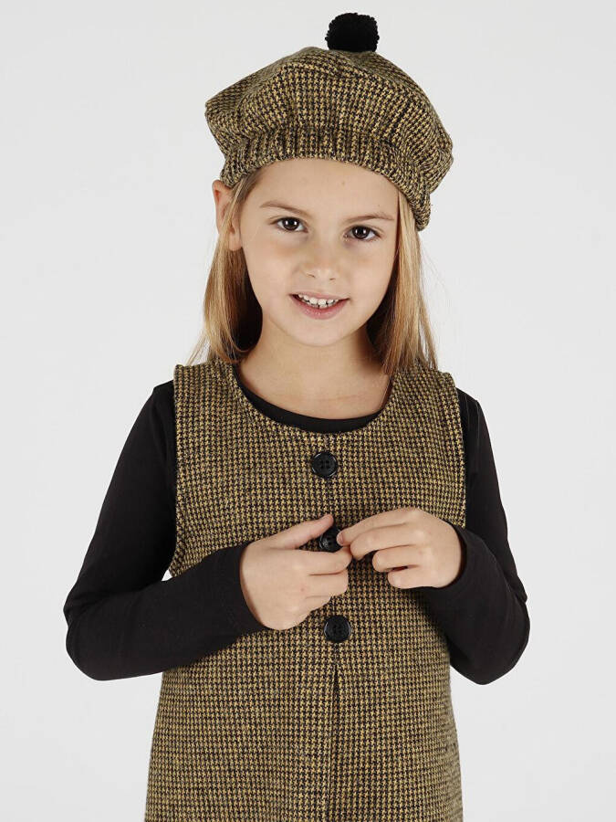 Girls Hat & Dress 3 Piece Set with Button Detail Ak2403 - 6