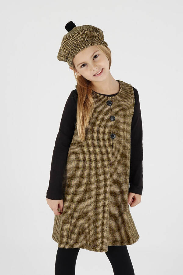 Girls Hat & Dress 3 Piece Set with Button Detail Ak2403 - 8