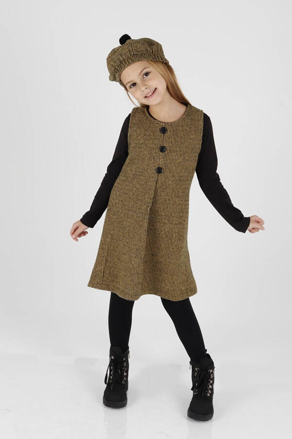 Girls Hat & Dress 3 Piece Set with Button Detail Ak2403 - 9