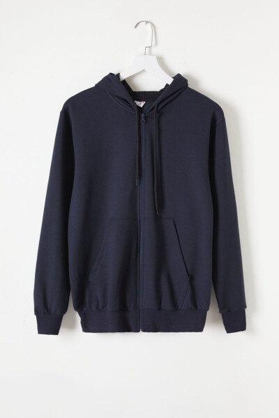 Girls' Hooded Zippered Navy School Jacket 16192 - 8