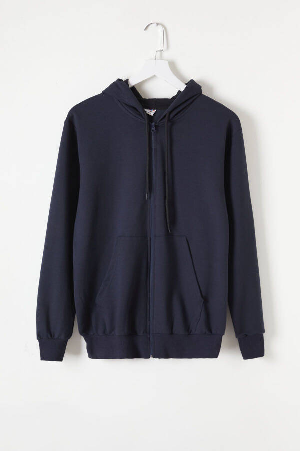 Girls' Hooded Zippered Navy School Jacket 16192 - 8