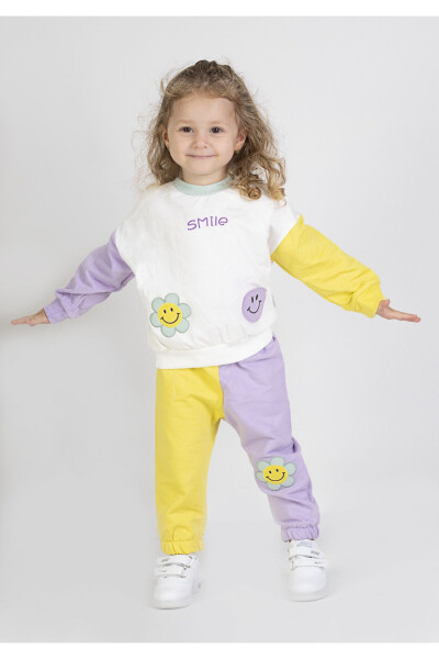 Girls & Kids Two-Thread Fabric Medium Thickness Embroidered Knit Basic Sweatsuit Set - 2