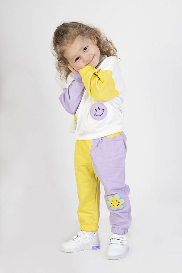 Girls & Kids Two-Thread Fabric Medium Thickness Embroidered Knit Basic Sweatsuit Set - 5