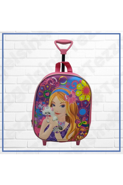 Girls Kindergarten Nursery Cat Princess Girl 3d Eva Printed Trolley School Bag Backpack - 1