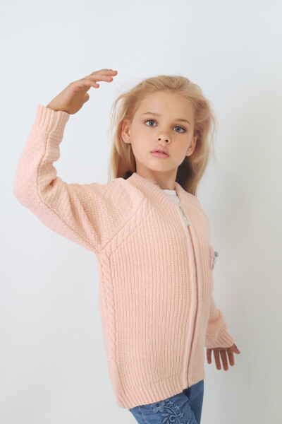 Girls' Knit Zippered Cardigan 6-9 Years - 3