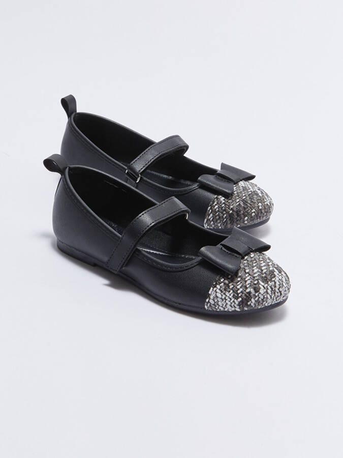 Girls' Leather Look Bow Detail Ballerinas - 7