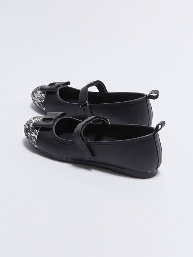 Girls' Leather Look Bow Detail Ballerinas - 9