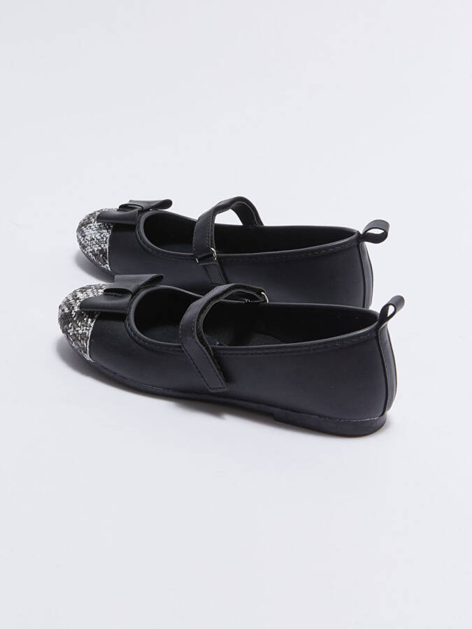 Girls' Leather Look Bow Detail Ballerinas - 4