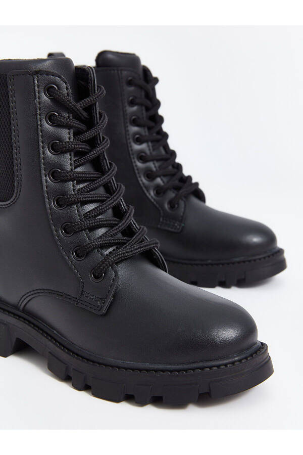 Girls' leather-look lace-up and zip boots. - 3