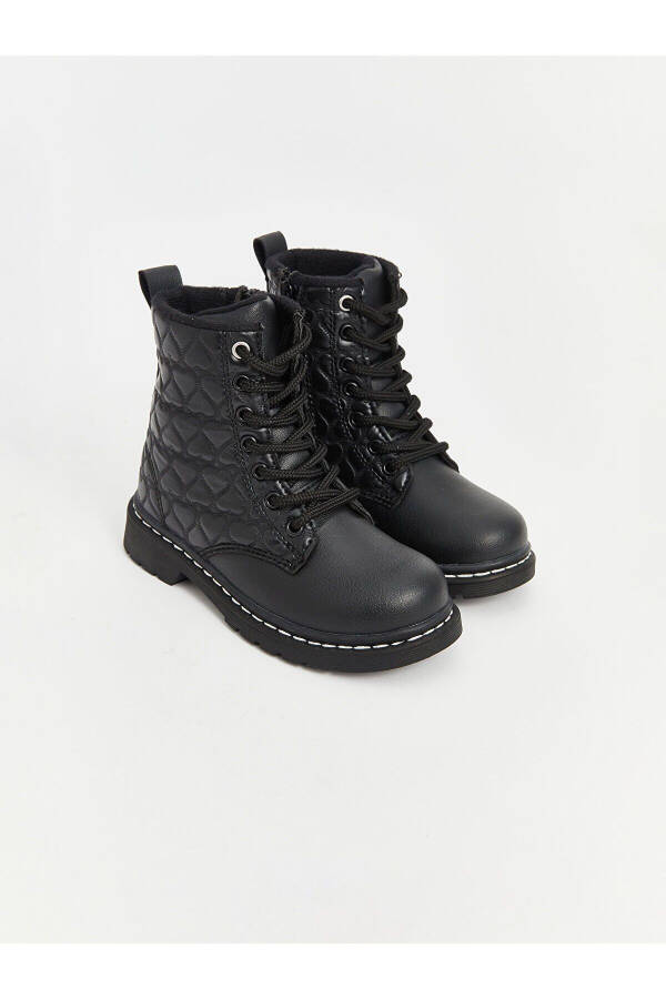 Girls' leather-look lace-up and zip boots. - 4