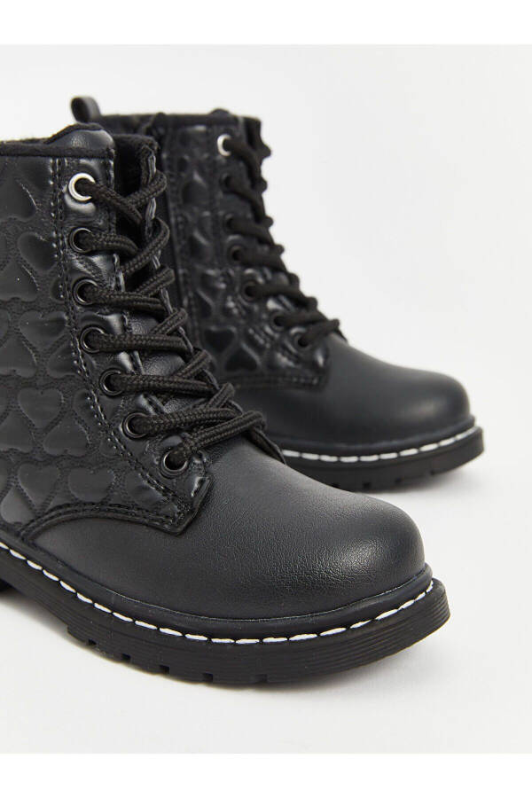 Girls' leather-look lace-up and zip boots. - 3