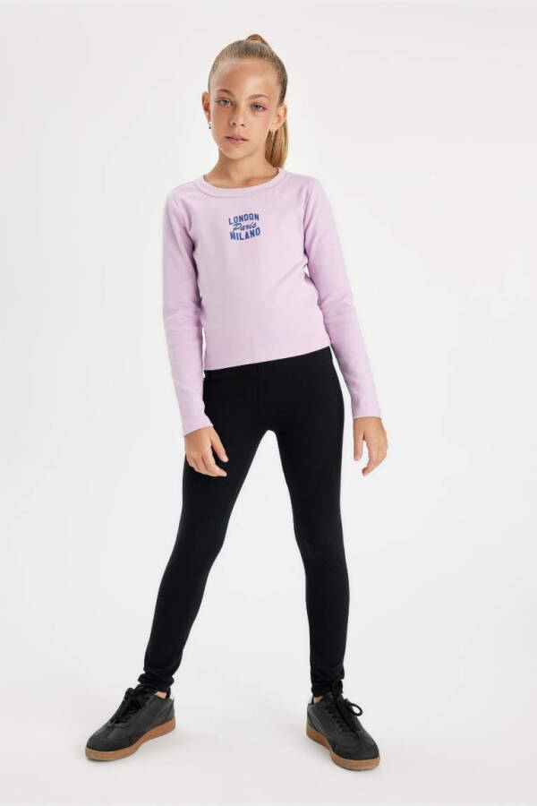 Girls' Long Leggings Black - 4