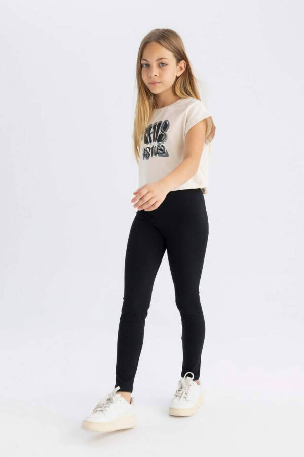 Girls Long Leggings Navy - 2