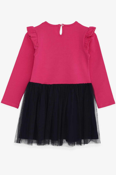 Girls' Long Sleeve Dress with Sequined Floral Print, Fuchsia (3-4 Years) - 11