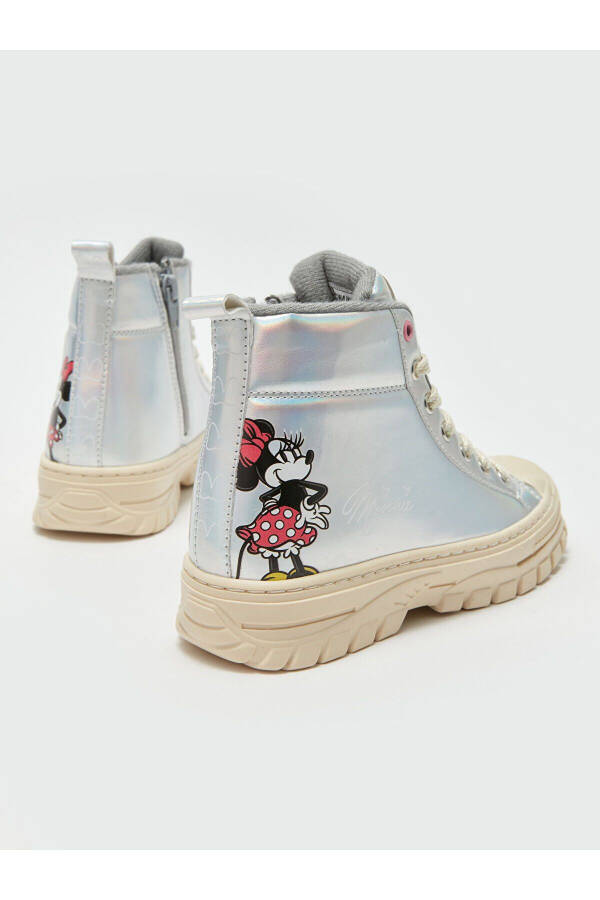 Girls' Minnie Mouse printed boots with laces and zipper. - 3