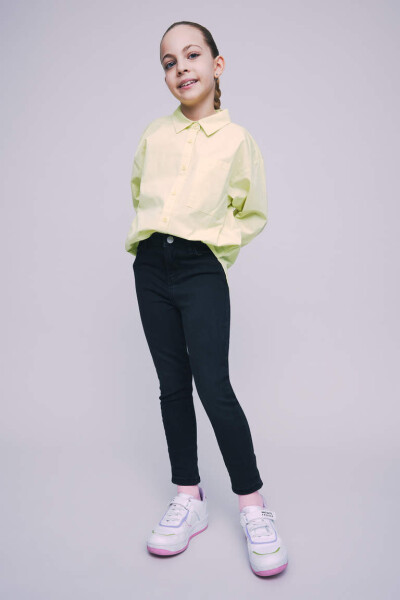 Girls' Oversize Poplin Long Sleeve Shirt Light Green - 2