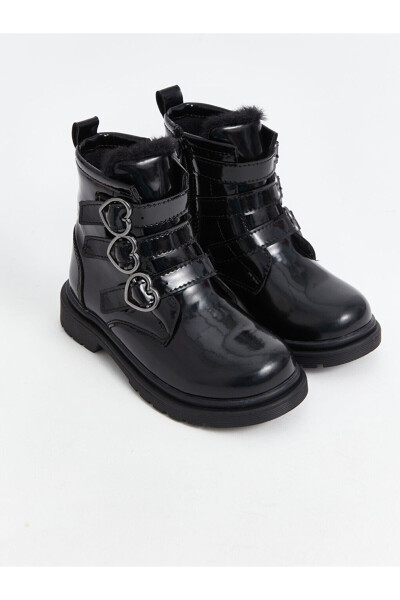 Girls' patent leather boots with zipper - 4