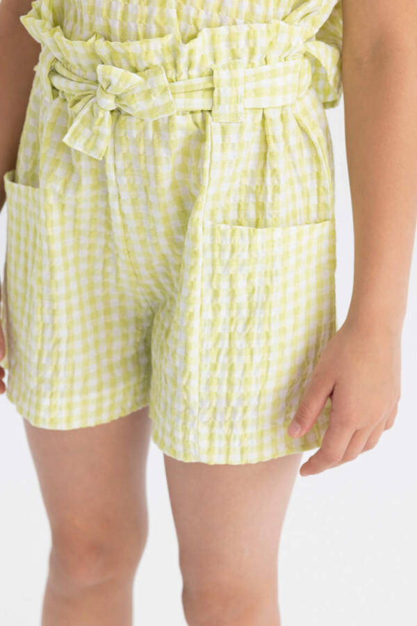 Girls Plaid Paperbag Shorts Yellow - 7