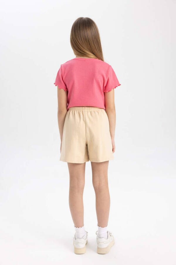 Girls' Pocket Shorts with Woven Label Beige - 6