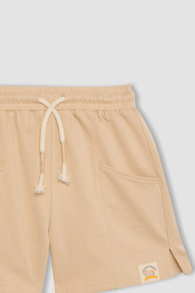 Girls' Pocket Shorts with Woven Label Beige - 8