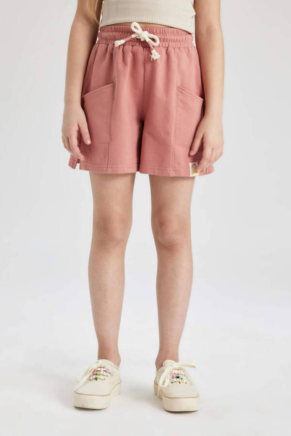 Girls' Pocket Shorts with Woven Label Rose - 4