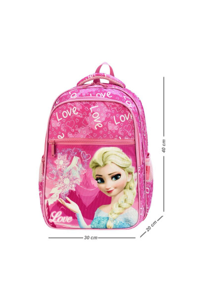 Girls Princess Elsa Colorful Printed 3 Compartment and Insulated Elementary School Backpack and School Bag - 3