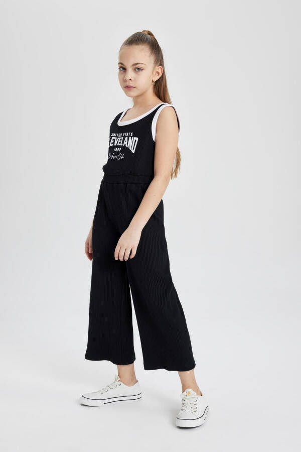 Girls Printed Ribbed Knit Sleeveless Jumpsuit B4878A824SM - 2