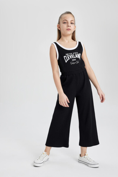 Girls Printed Ribbed Knit Sleeveless Jumpsuit B4878A824SM - 3